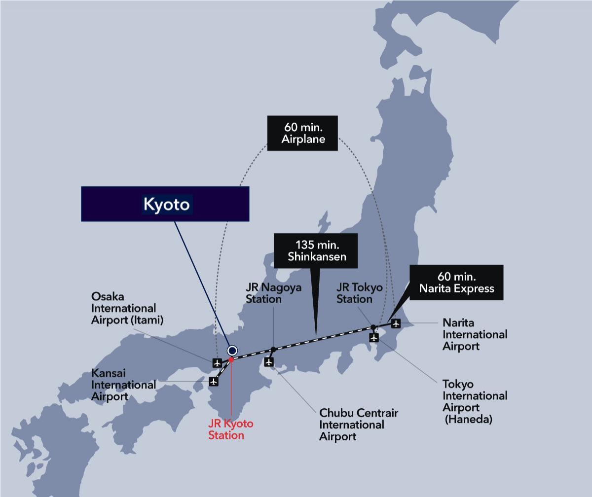Mappa degli aeroporti di Kyoto